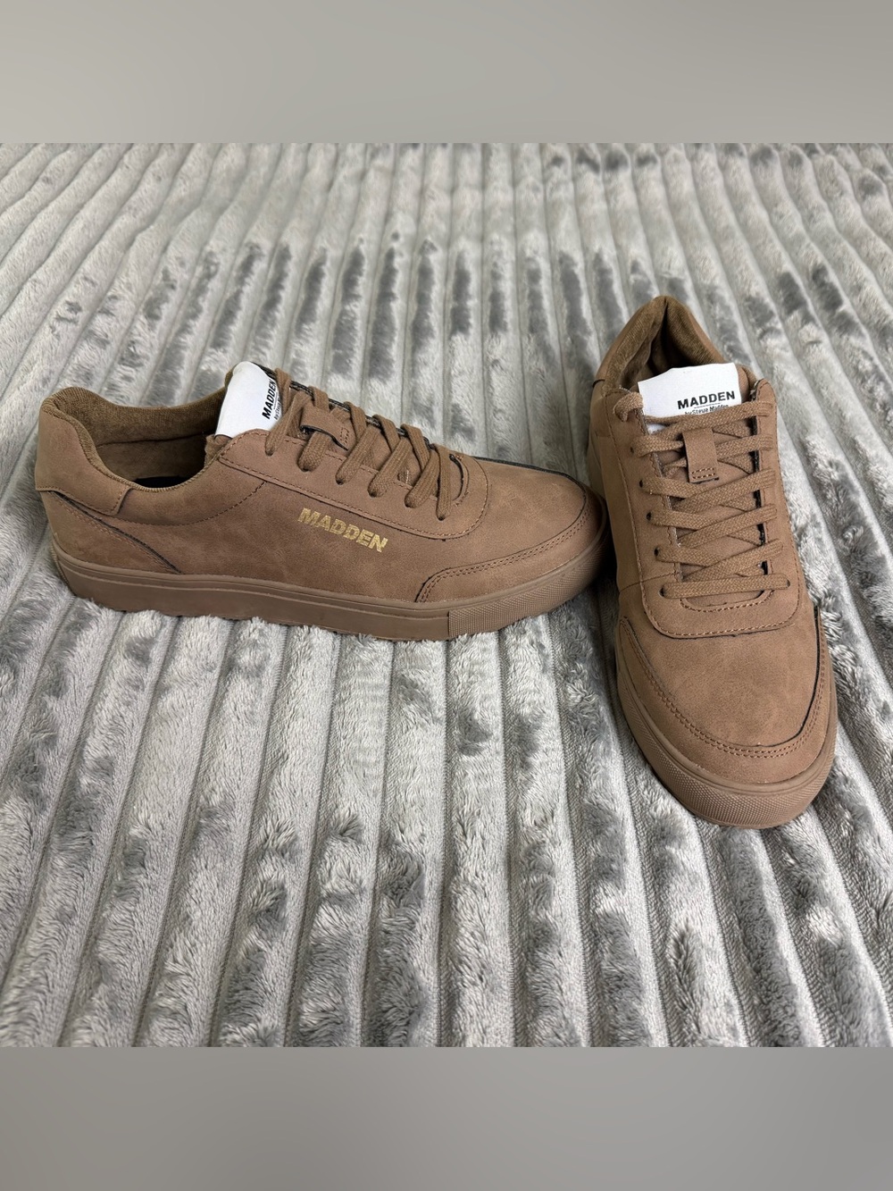 Steve Madden Men's Tan Suede-Look Low-Top Sneakers